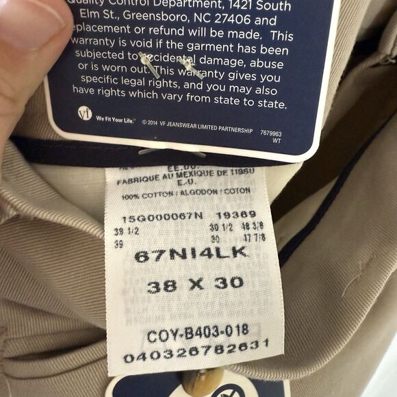 Wrangler Ultimate Khaki Pants Men's 38x30 Tan Flat Front Classic Fit No Iron - Picture 6 of 10